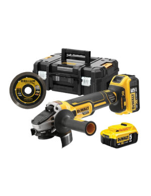 Amoladora 18V XR Sin Escobillas 125mm con 2 baterías 5Ah + Disco Dewalt DCG405P2X