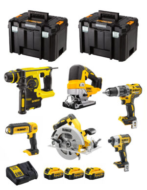 Kit Dewalt con 6 herramientas + 3bat 5Ah + cargador + 2xTSTAK VI DCK673P3